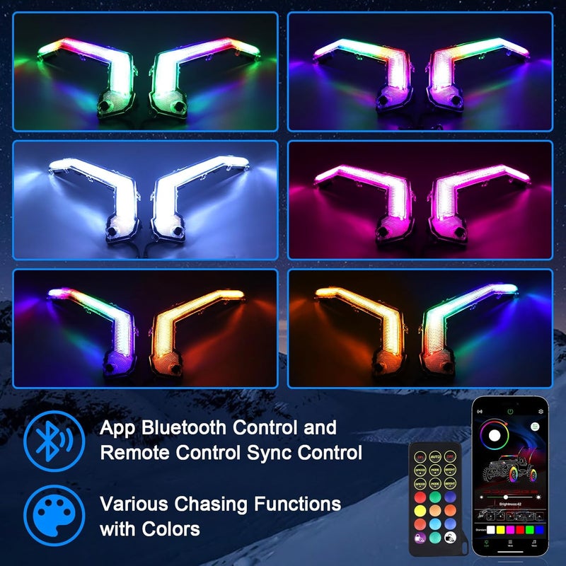 Tavaray RGB X3 Fang Lights, APP & Remote Control Multicolor LED with Music Sync, Street Legal Front Signature Accents Light Compatible with Can Am Maverick X3 XDS XRS Max Turbo 2017-2023 - Image 2